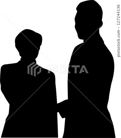businessman silhouette shaking hands 127244136