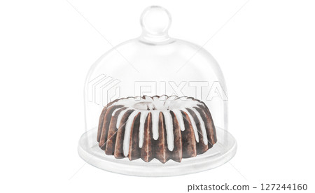 Cupcake chocolate watercolor. Hand drawn traditional cake. Clip art of cupcakes on isolated white background. Perfect for cookbook and bakery menu. High quality photo 127244160
