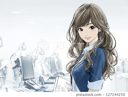 Illustration material of a young woman working 127244250
