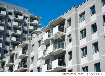 Modern apartment buildings in residential area 127244311