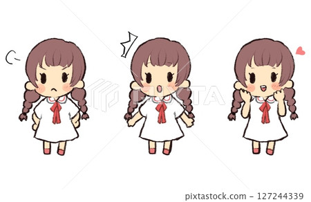 女孩：3種臉部表情 127244339