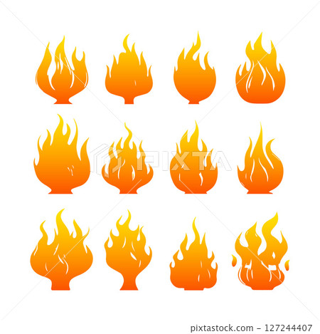 Fire Flames Icons 12 Orange and Yellow Flame Graphics Fire Flames Icons 12 Orange and Yellow Flame Graphics 127244407