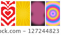 Set Of comic,halftone,pixel heart,Colorful gradient Backgrounds. Lovely Vibes Posters Design 127244823