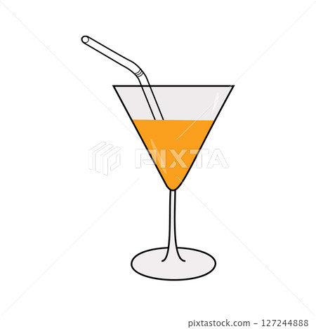 Orange Juice Cocktail in Martini Glass with Straw Orange Juice Cocktail in Martini Glass with Straw 127244888