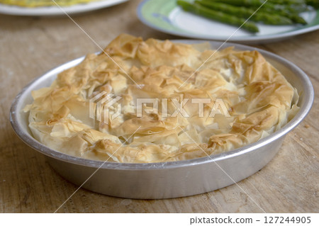 Homemade Golden Filo Pastry Pie 127244905
