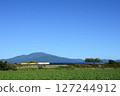 THE ROYAL EXPRESS heading for Shiretoko Shari Station with Mt. Kaibetsu in the background 127244912