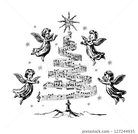 Angelic Christmas Music. Vector Angelic Christmas Music. Vector 127244935