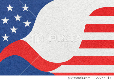 Textured paper background in American flag design, white, red and blue colors with copy space for 4th of July 127245017