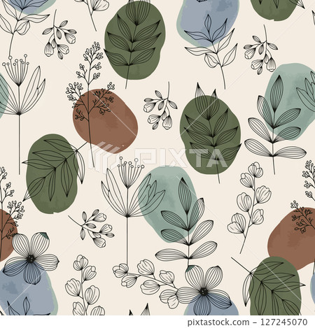 Seamless textile floral pattern on light background. Vector illustration Seamless textile floral pattern on light background. Vector illustration 127245070