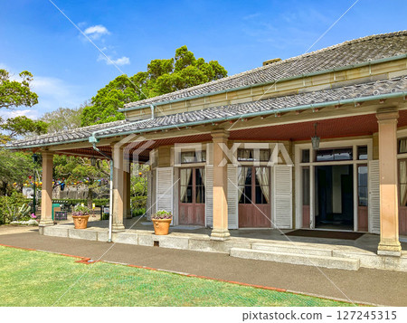 Former Ringer Residence, veranda, Nagasaki City, Nagasaki Prefecture, sunny spring day, Glover Garden Former Ringer Residence, veranda, Nagasaki City, Nagasaki Prefecture, sunny spring day, Glover Garden 127245315