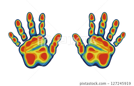Hand-drawn illustration of thermography of hands 127245919