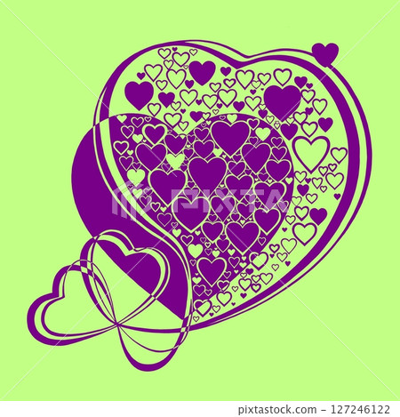 Abstract heart pattern made of small hearts. Greeting card for wedding, valentine day and birthday. 127246122