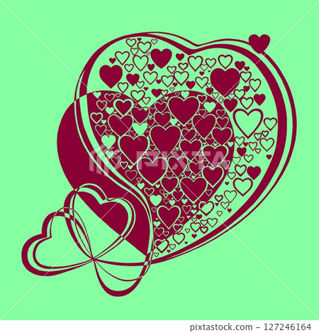 Abstract heart pattern made of small hearts. Greeting card for wedding, valentine day and birthday. 127246164