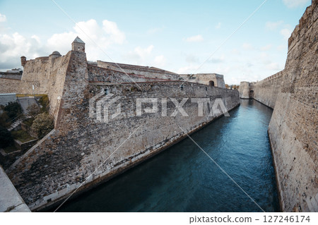 Moat Between the Royal Walls of Ceuta, Spain. Historic Fortress Architecture 127246174