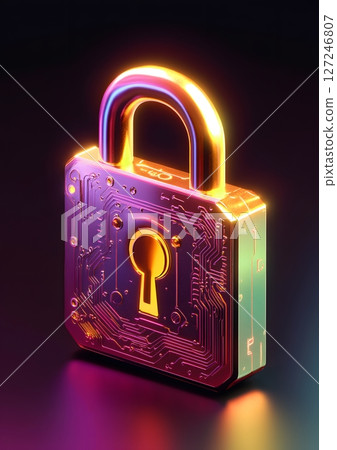Digital wallet and padlock 3D icon for crypto security, 127246807