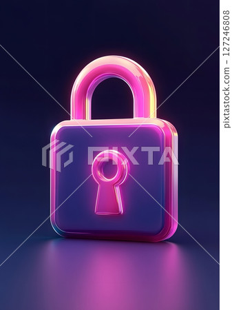 Digital wallet and padlock 3D icon for crypto security, 127246808