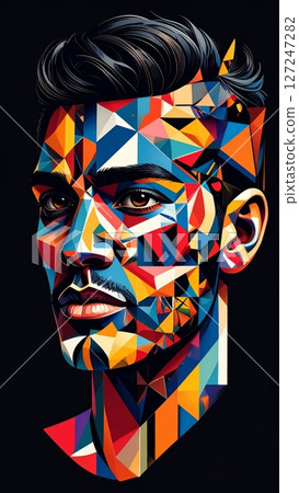 Colorful Geometric Portrait of a Man 127247282