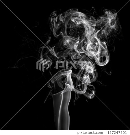 Abstract White Smoke on Black Background 127247301