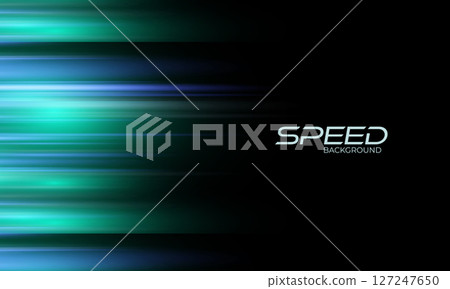 Black modern abstract background with blue and green glowing movement and high-speed light effect. 127247650