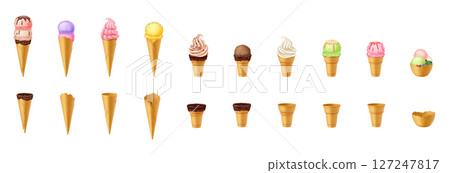 Assorted Ice Cream Cones and Waffle Bowls Assorted Ice Cream Cones and Waffle Bowls 127247817