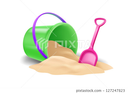 Colorful Sand Bucket and Shovel Illustration Colorful Sand Bucket and Shovel Illustration 127247823