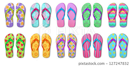 Colorful Flip Flops With Diverse Summer Patterns Colorful Flip Flops With Diverse Summer Patterns 127247832