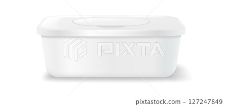 White Plastic Container on White Background 127247849