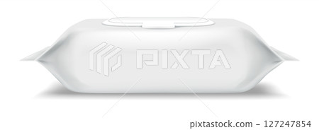 White Packaging of Wet Wipes on White Background White Packaging of Wet Wipes on White Background 127247854