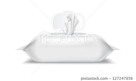 Package of Wet Wipes with Open Lid Display 127247856