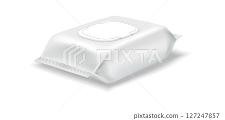 Realistic Package of Wet Wipes on White Background 127247857