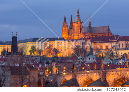 St Vitus Cathedral in Prague Czech Republic at Dusk 127248052