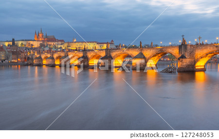 Charles Bridge in Prague Czech Republic at Dusk Charles Bridge in Prague Czech Republic at Dusk 127248053