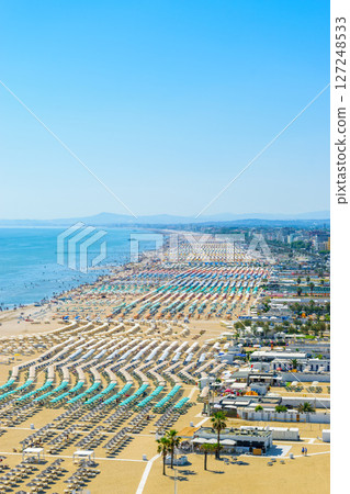 Aerial view of Rimini beach in Italy 127248533