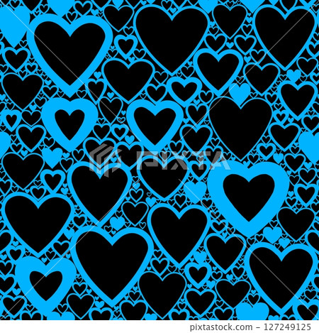 Seamless pattern with linear heart design on color background. 127249125
