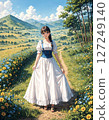 A woman standing in the grassland 127249140