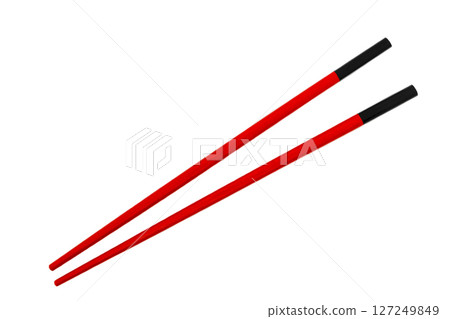 Red chinese sticks isolated on white Red chinese sticks isolated on white 127249849