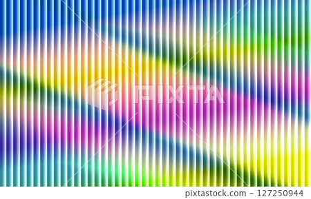 Diagonal illusion of refractive stripe fusion vibrant layered gradients flowing through fluted glass texture and prism color play 127250944