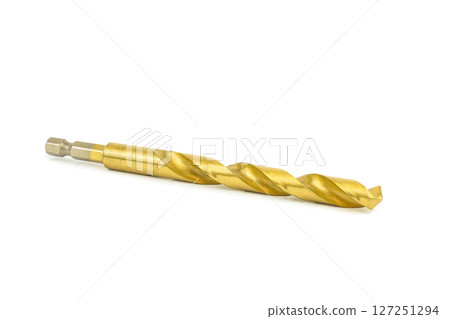 The installed drill bit is isolated on a white background 127251294