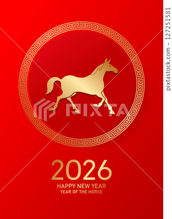 Minimalist gold and red chinese new year 2026 card Minimalist gold and red chinese new year 2026 card 127251581