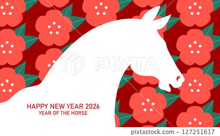 Year of the horse 2026 profile close-up card 127251617