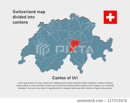 Vector map of Switzerland - Canton of Uri Vector map of Switzerland - Canton of Uri 127253078