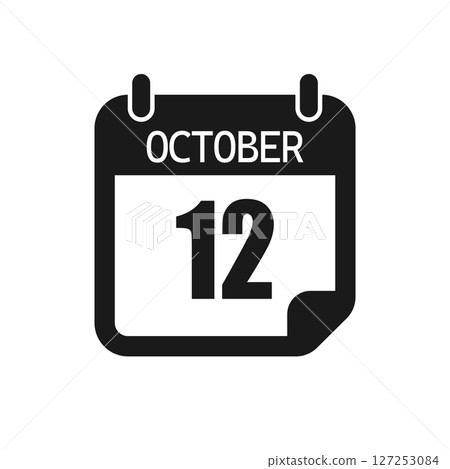 Vector icon page day calendar - 12 October month 127253084