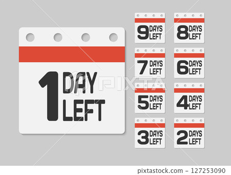Countdown daily page calendar icon - 1 day left 127253090