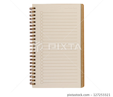 Lined Notebook with Spiral Binding White Isolated View Lined Notebook with Spiral Binding White Isolated View 127253321