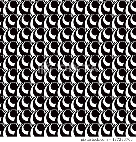 Abstract multiple overlapping circles lined horizontally seamless pattern, minimalist simple hand drawn vector illustration, decorative monochrome texture, repeat ornament for textile, gift paper Abstract multiple overlapping circles lined horizontally seamless pattern, minimalist simple hand drawn vector illustration, decorative monochrome texture, repeat ornament for textile, gift paper 127253703