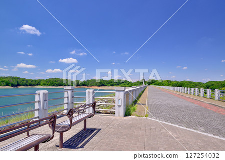Promenade around Lake Sayama, an artificial lake in Saitama Prefecture 127254032