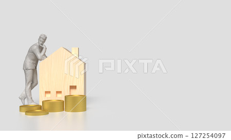 The House and coins for Building or property concept 3d Rendering. The House and coins for Building or property concept 3d Rendering. 127254097