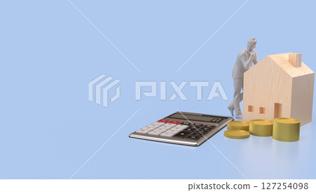 The House and coins for Building or property concept 3d Rendering. 127254098