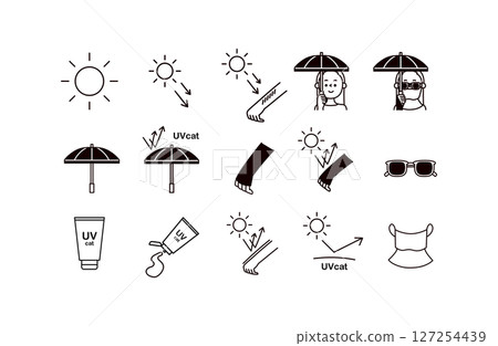 Sunburn prevention icon illustration set 127254439