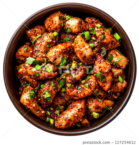 Spicy Chicken Wings Garnished with Fresh Herbs in a Rustic Bowl for Food Lovers Spicy Chicken Wings Garnished with Fresh Herbs in a Rustic Bowl for Food Lovers 127254612